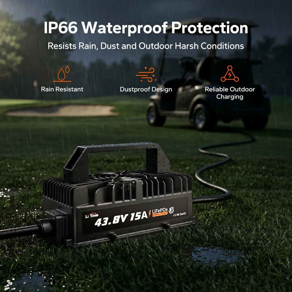 LiTime 36V(43.8V) 15A Waterproof LiFePO4 Battery Charger