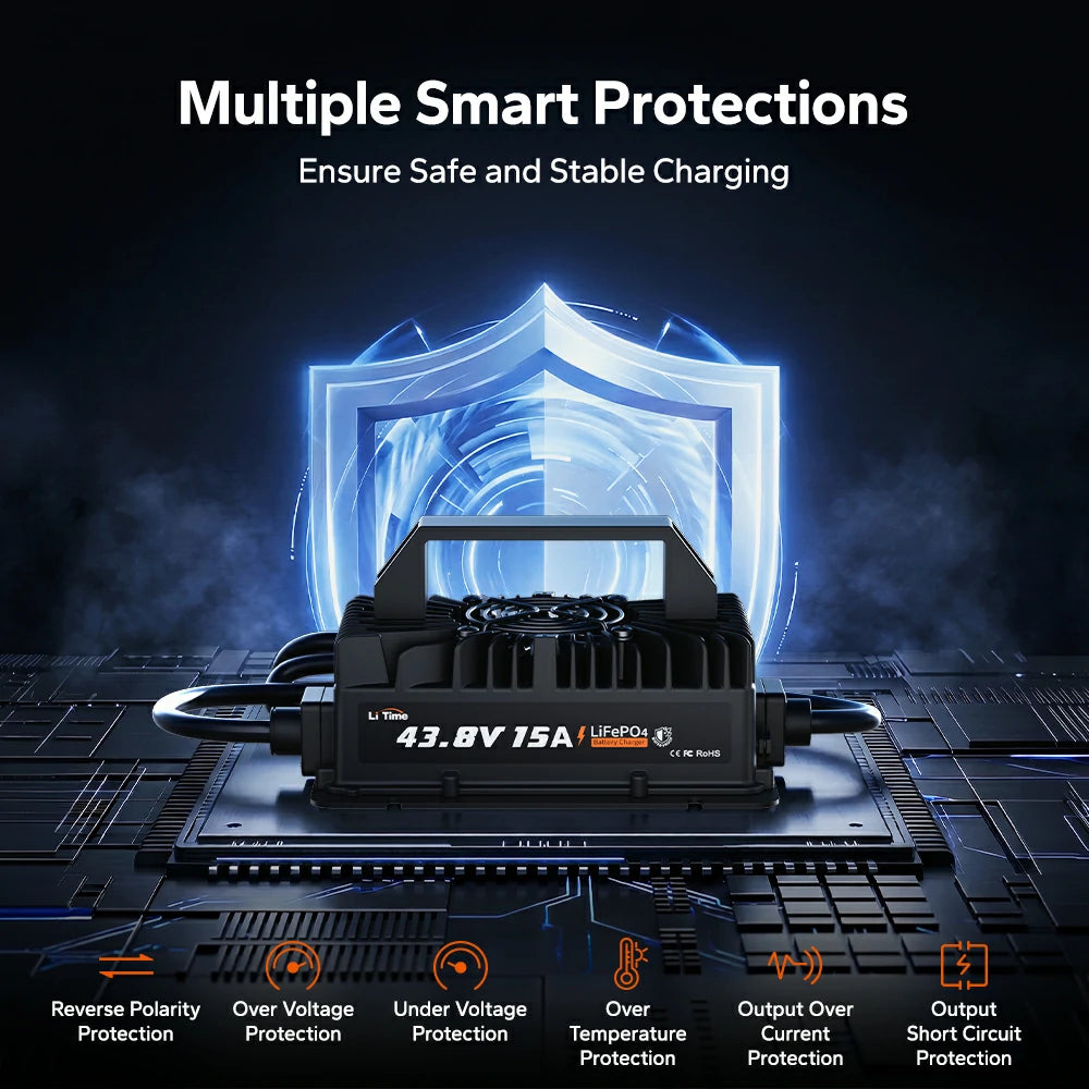 LiTime 36V(43.8V) 15A Waterproof LiFePO4 Battery Charger