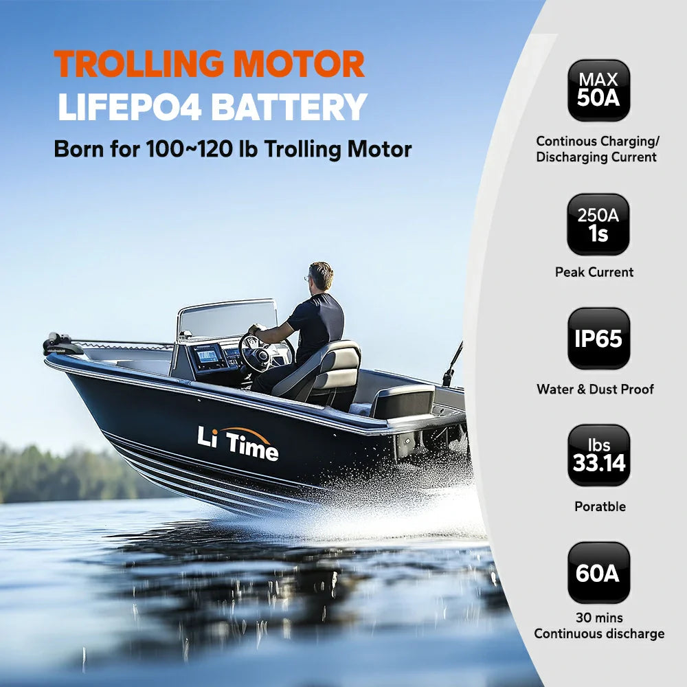 ✅Used✅LiTime36V 50Ah Marine Trolling Motor Lithium Bluetooth Battery