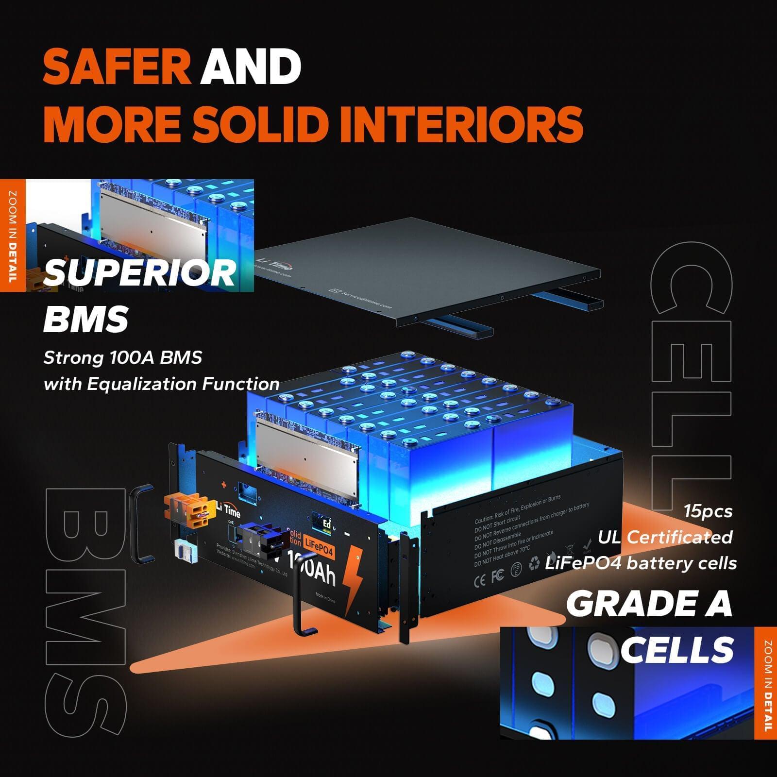 litime 48v 100ah server rack lithium solar battery superior bms