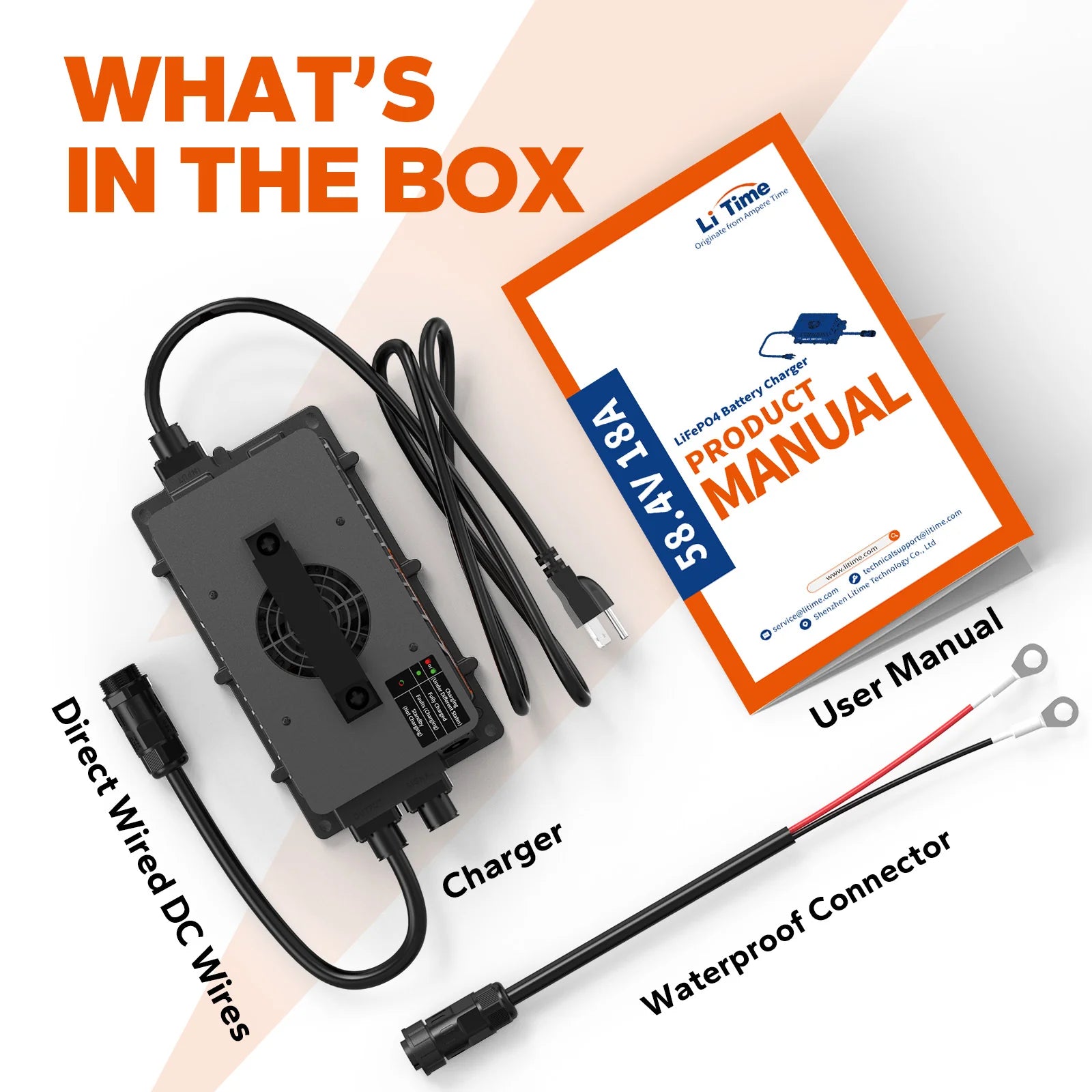 LiTime 48V 18A Lithium Battery Charger IP65 Waterproof