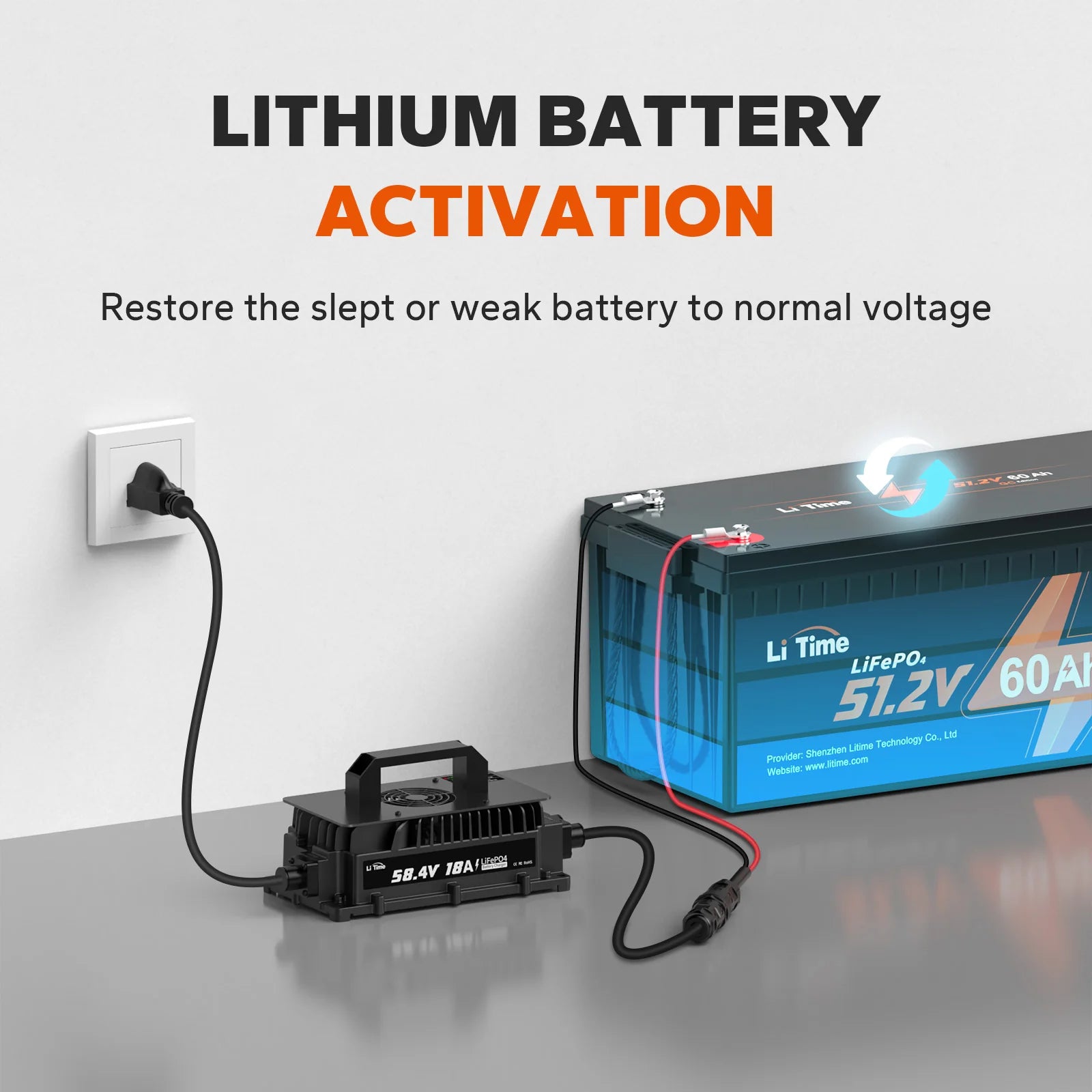 LiTime 48V 18A Lithium Battery Charger IP65 Waterproof