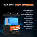 litime 12v 50ah self-developed BMS offers comprehensive protection with five key safeguards