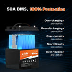 litime 12v 50ah self-developed BMS offers comprehensive protection with five key safeguards