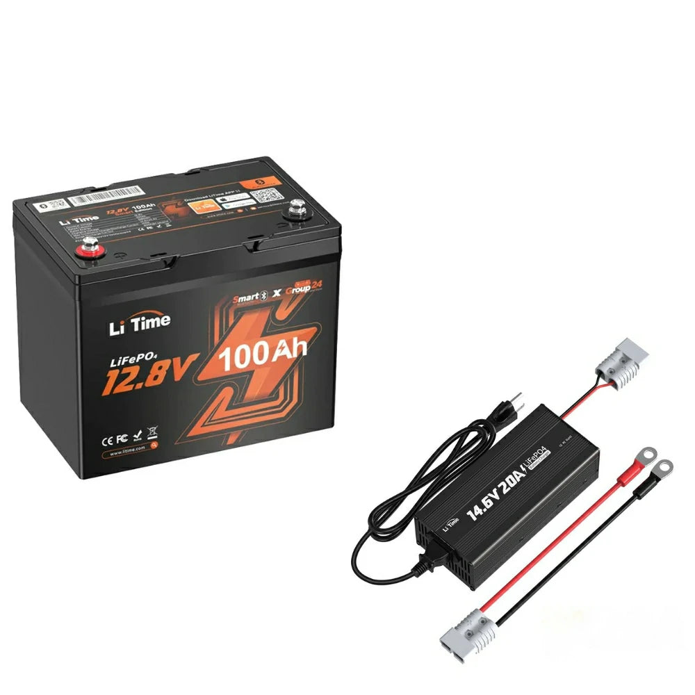 LiTime 12V 100Ah Group 24 Bluetooth Lithium Deep Cycle Battery
