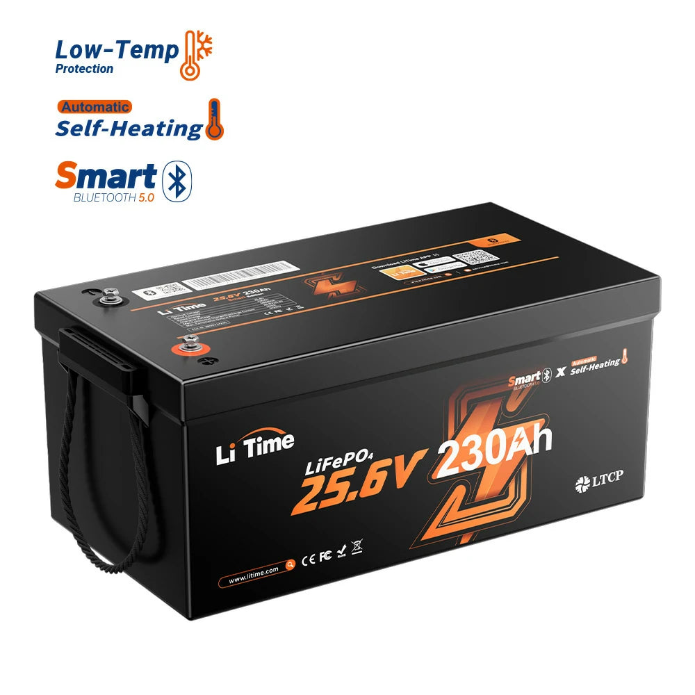 LiTime 24V 230Ah Dual-Mode Self Heating Bluetooth Lithium Battery for RV and Off-Grid