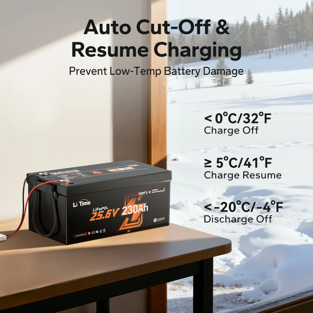 LiTime 24V 230Ah Dual-Mode Self Heating Bluetooth Lithium Battery for RV and Off-Grid