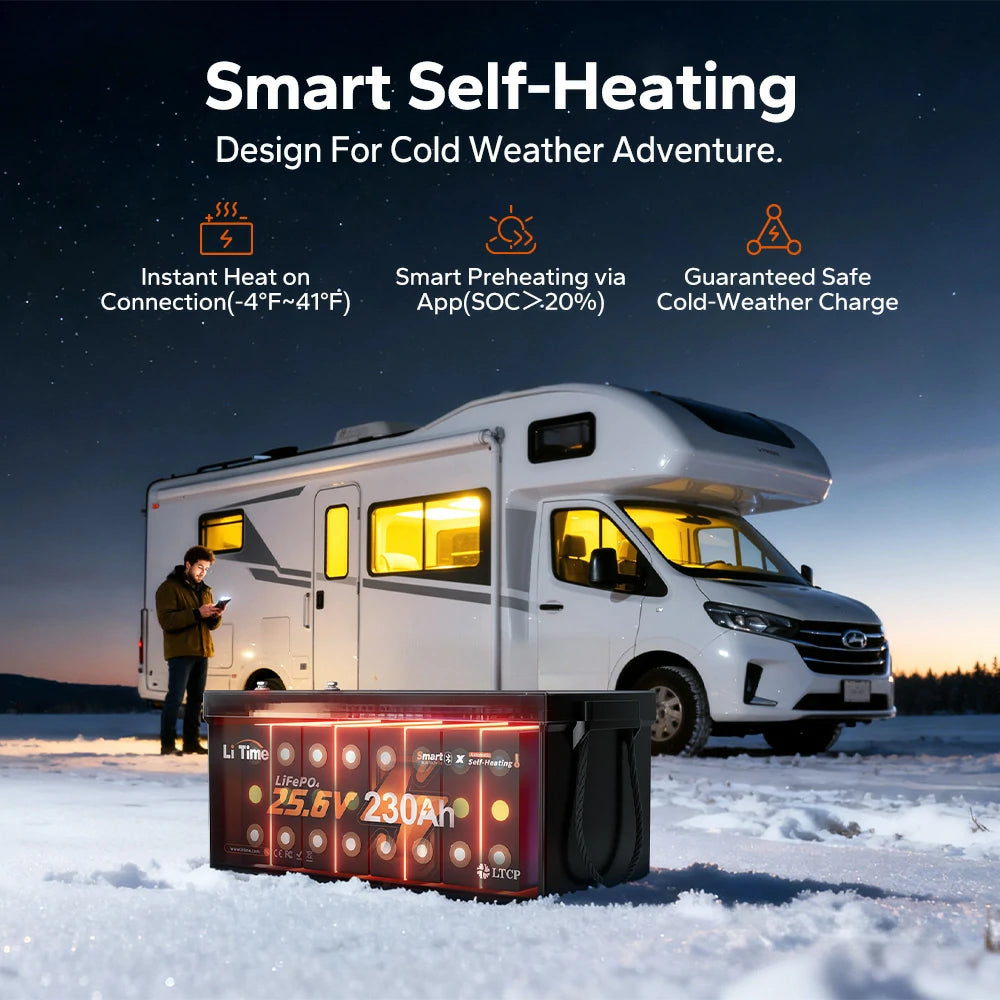 LiTime 24V 230Ah Dual-Mode Self Heating Bluetooth Lithium Battery for RV and Off-Grid