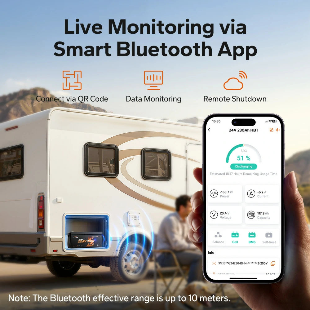 LiTime 24V 230Ah Dual-Mode Self Heating Bluetooth Lithium Battery for RV and Off-Grid