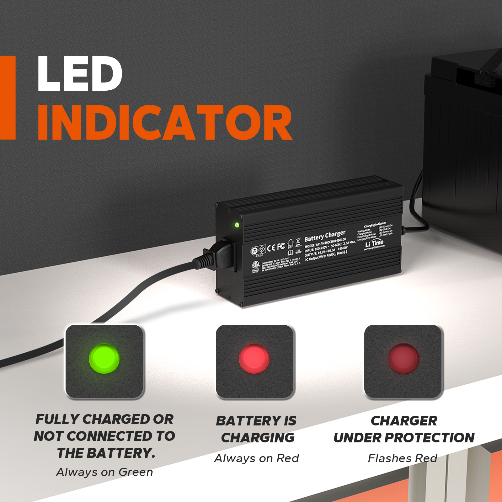 litime 12v 10a  lithium battery charger