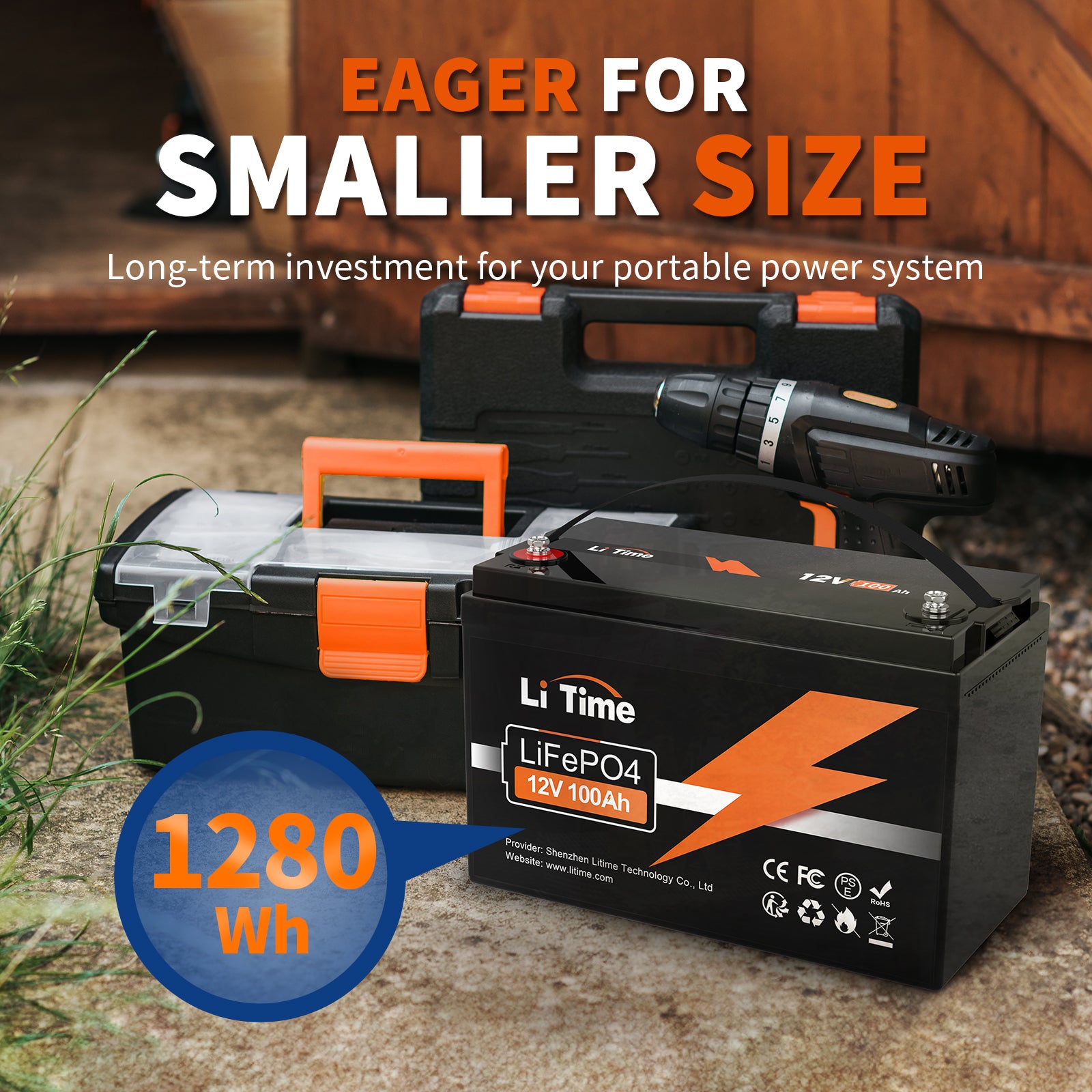 Li Time 12V 200Ah LiFePO4 Battery + 14.6V 20A Dedicated Lithium Battery Charger