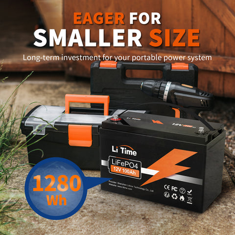 Li Time 12V 100Ah LiFePO4 Battery + 14.6V 10A Dedicated Lithium Battery Charger