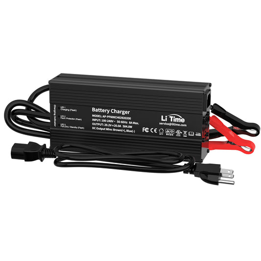 LiTime 29.2V 20A Lithium Battery Charger for 24V LiFePO4 Lithium Battery 1600